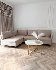 Canapé-lit d'angle 3 places KOGE avec rangement Tissu Beige Côté droit_1161845