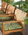 Set of 8 Acacia Wood Garden Dining Chairs with Leaf Pattern Green Cushions SASSARI_774908
