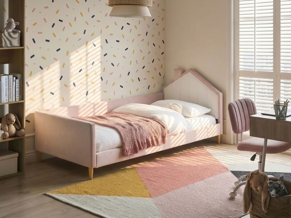 Lit d'enfant Maison Velours KERVAN 90 x 200 cm Rose