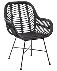 Dining Chair CANORA Rattan Black_799493