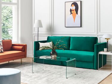 Velvet Sofa Bed with Storage Green EKSJO