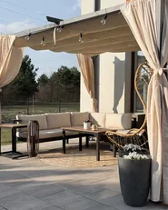 Garden Corner Sofa with Table 5 Seater MESSINA Grey/ Beige Left Hand_1071725
