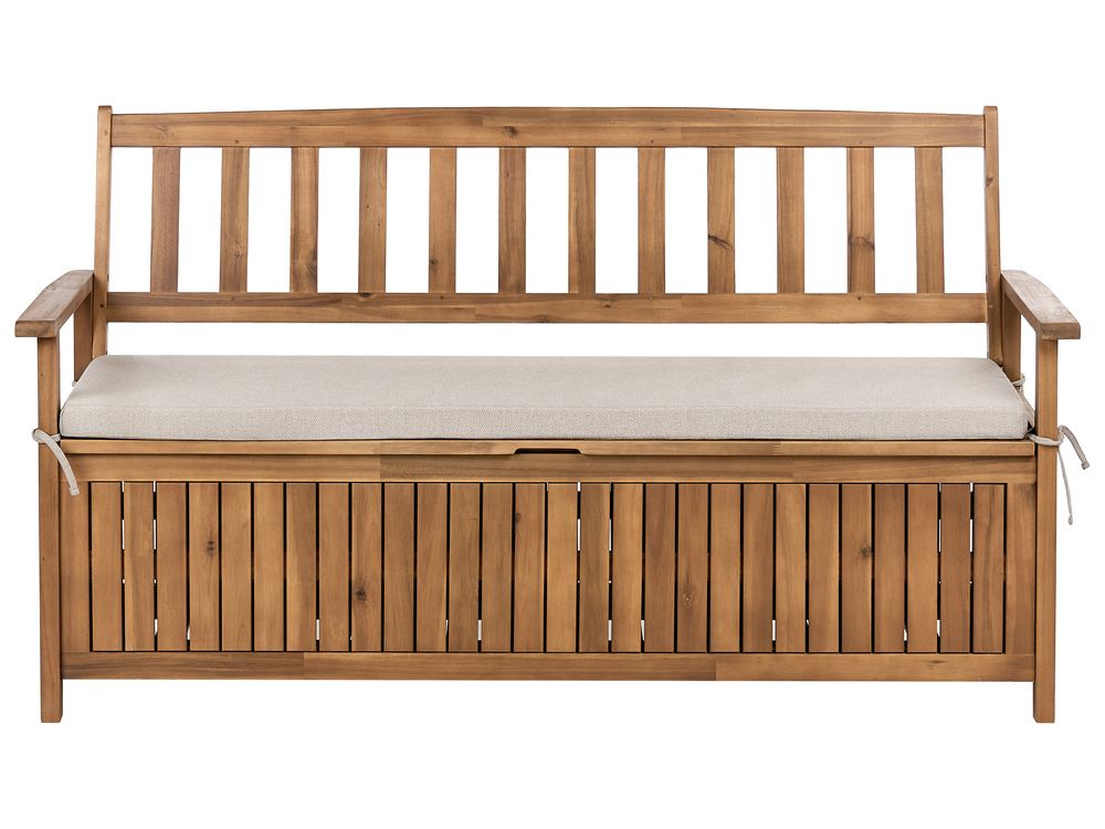 Panca da giardino con cuscino SOVANA 160 cm con contenitore Legno d'acacia Beige