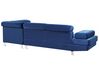 5-Sitzer Ecksofa Samtstoff marineblau linksseitig NORREA_784863