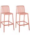 Set of 2 Bar Chairs ARICCIA 2 in 1 Synthetic Material Light Red