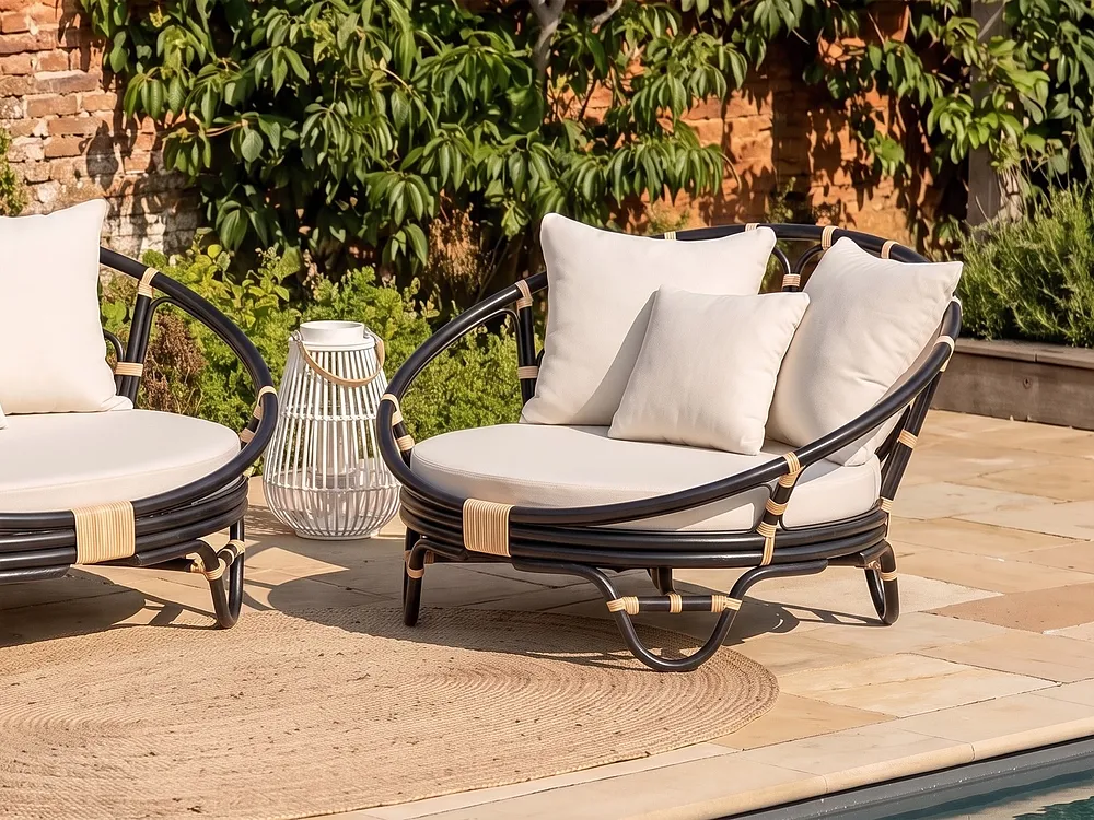 Lot de 2 lits de jardin ROSSANO Rotin Noir_1155506