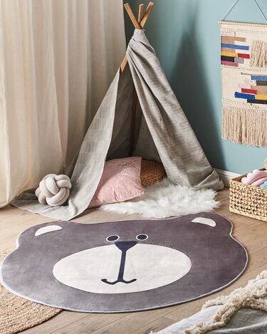 Kids Rug Bear Print ⌀120 cm Brown COLARGOL