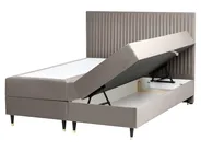 Łóżko kontynentalne z pojemnikiem DAME Welur Beżowoszary 160 x 200 cm_1004851