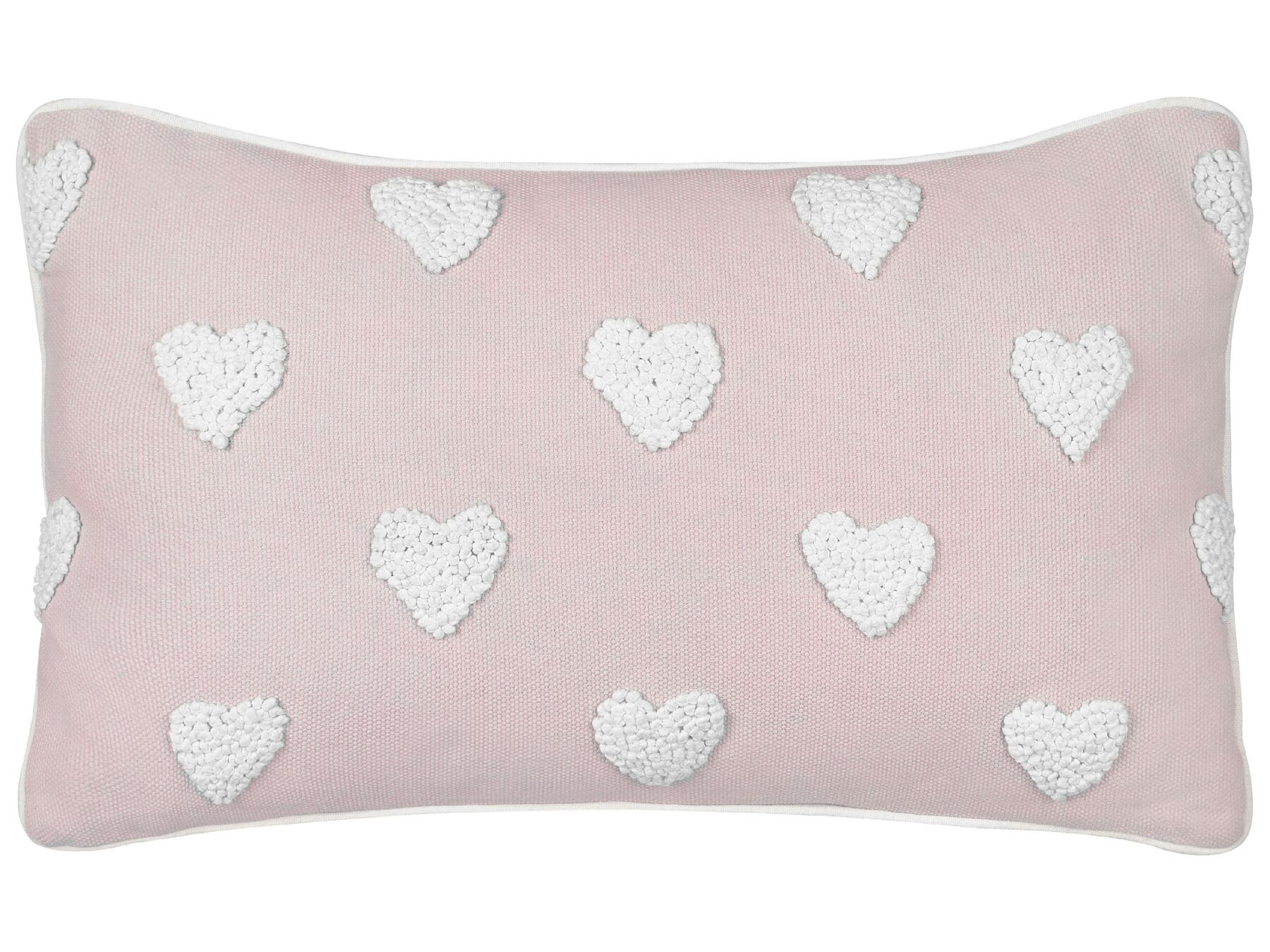 Cojín de algodón rosa con corazones bordados 30 x 50 cm GAZANIA_893202