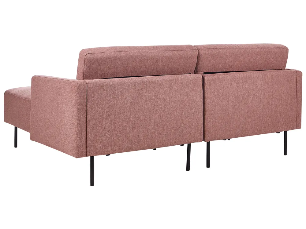 Corner Sofa 2 Seater BREDA Fabric Pink Left Hand_895077