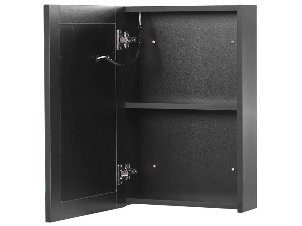 Szafka łazienkowa wisząca z lustrem LED MALASPINA 40 cm 60 cm Czarny_905847