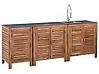 3 Piece Outdoor Kitchen Set with Sink BRUCOLI Brown/ Silver Acacia Wood