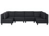 6 Seater U-Shaped Modular Fabric Sofa Black FEVIK_781308