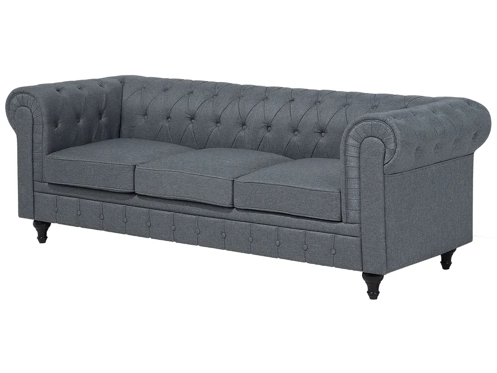 Corner Sofa 6 Seater CHESTERFIELD Fabric Grey Left Hand_706656
