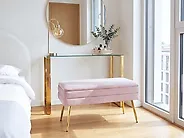 Banco tapizado con almacenaje DURHAM Terciopelo Rosa_1185964