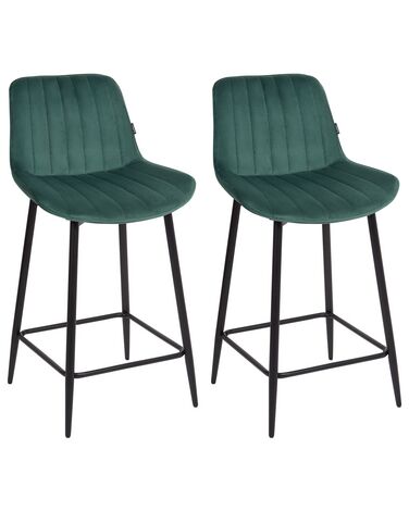 Set of 2 Velvet Bar Chairs Emerald Green DUBROVNIK