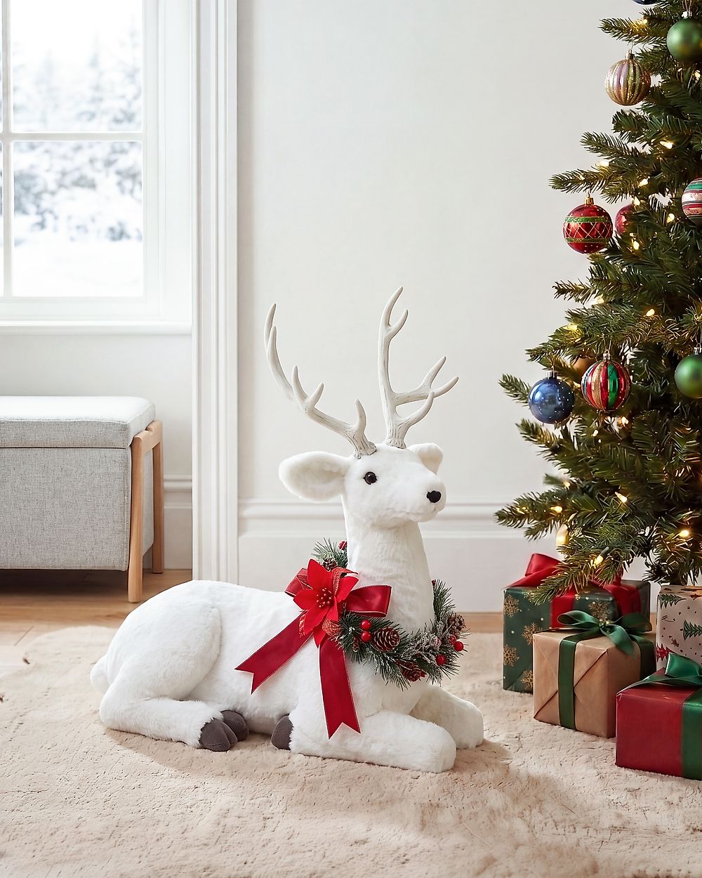 Decorazione natalizia LISALMI 56 cm Renna Bianco