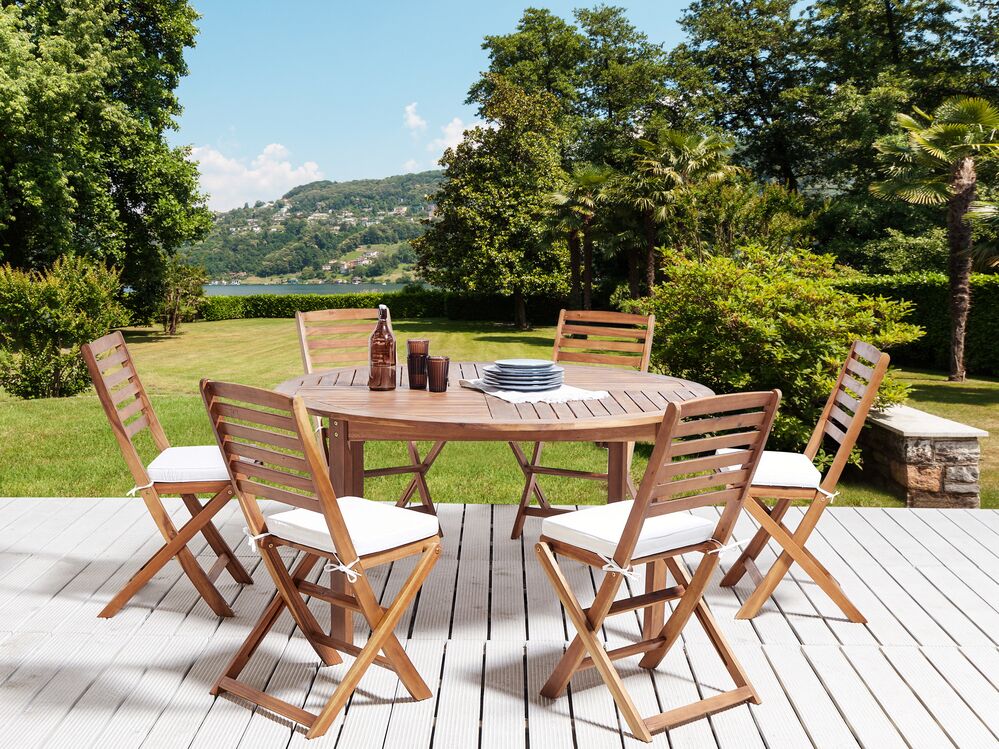 Set of 6 Outdoor Seat Pad Cushions White TOLVE Beliani