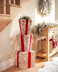 Decoración de Navidad LED HUMPPILA 87 cm Regalos de Navidad Blanco_1177960
