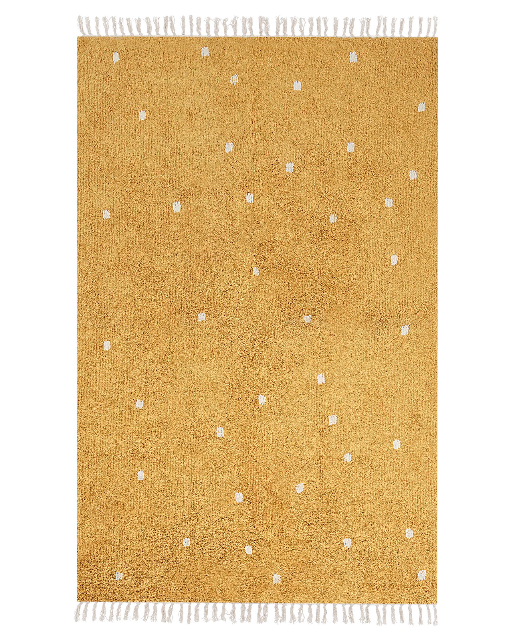 Bavlněný koberec s tečkami 140 x 200 cm žlutá ASTAF_908030
