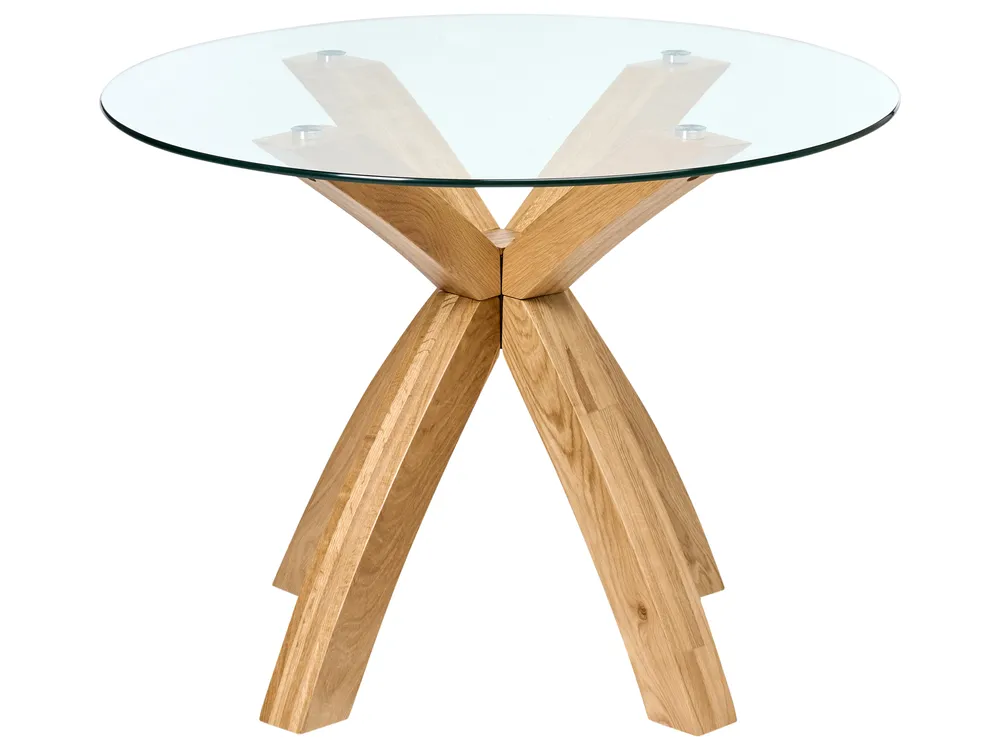 Dining Table YAPP Light Brown 100 cm 100 cm Tempered Glass_1027514