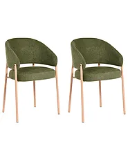 Conjunto de 2 cadeiras de jantar ZANE Tecido Verde_1160996