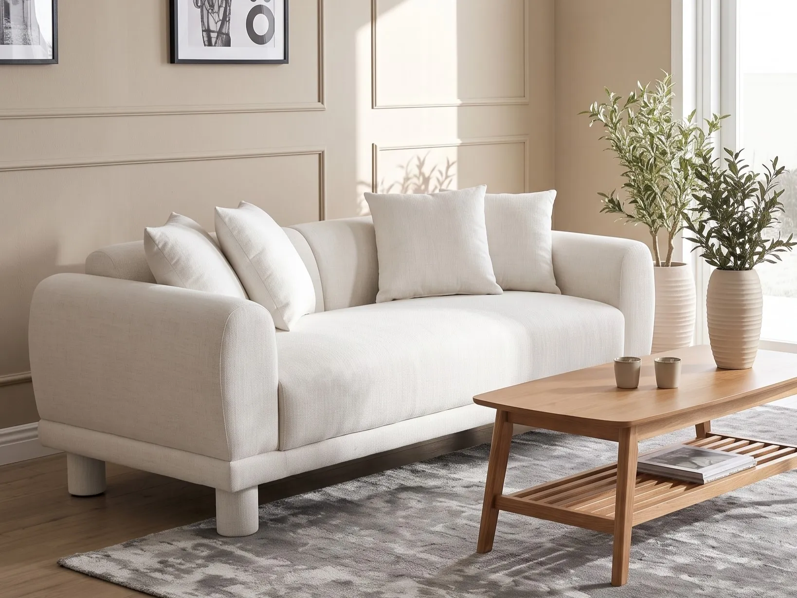 Sofa 3 Seater PORI Fabric Off-White_1059983
