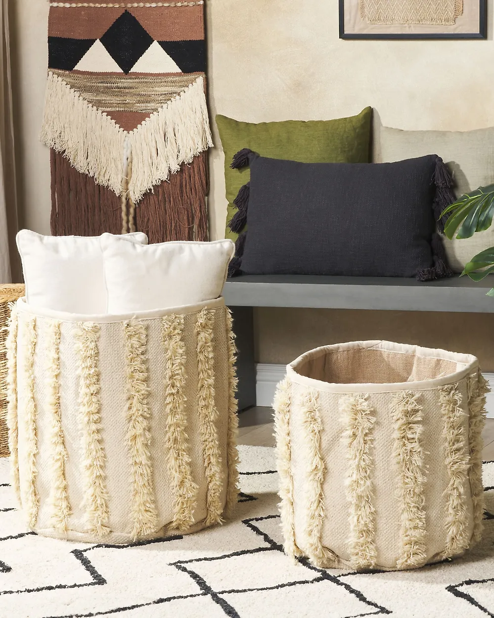 Lot de 2 paniers KAKKI Coton Beige_1179621