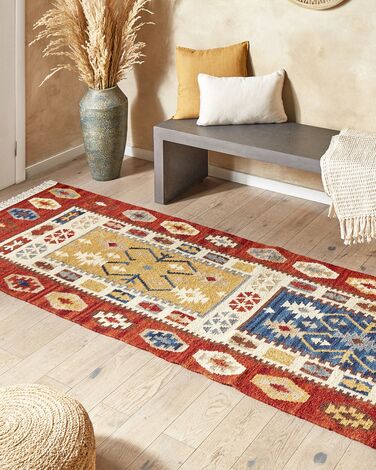 Wool Kilim Runner Rug 80 x 300 cm Multicolour VOSKEHAT