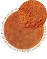 Round Cotton Shaggy Area Rug ⌀ 140 cm Orange BITLIS_837864