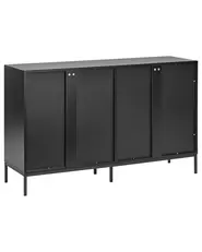 Glass Display Sideboard LANGFORD 137 cm Black_955480