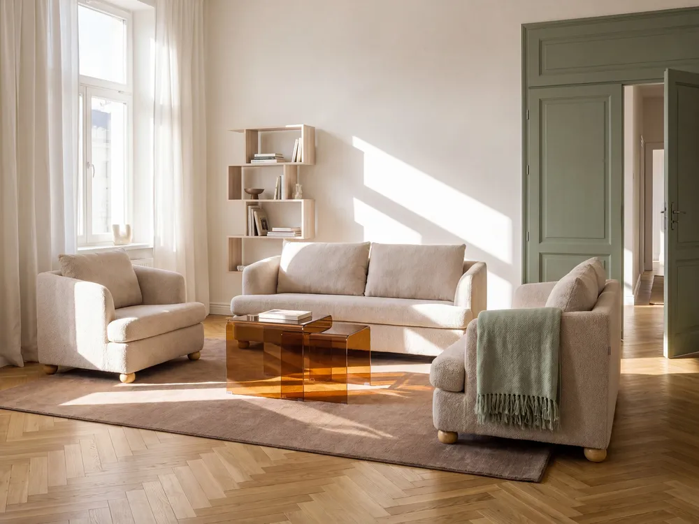 Komplet wypoczynkowy dla 6 osób RATTVIK Boucle Beżowy
