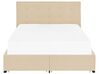 Fabric EU Double Size Bed with Storage Beige LA ROCHELLE_832890