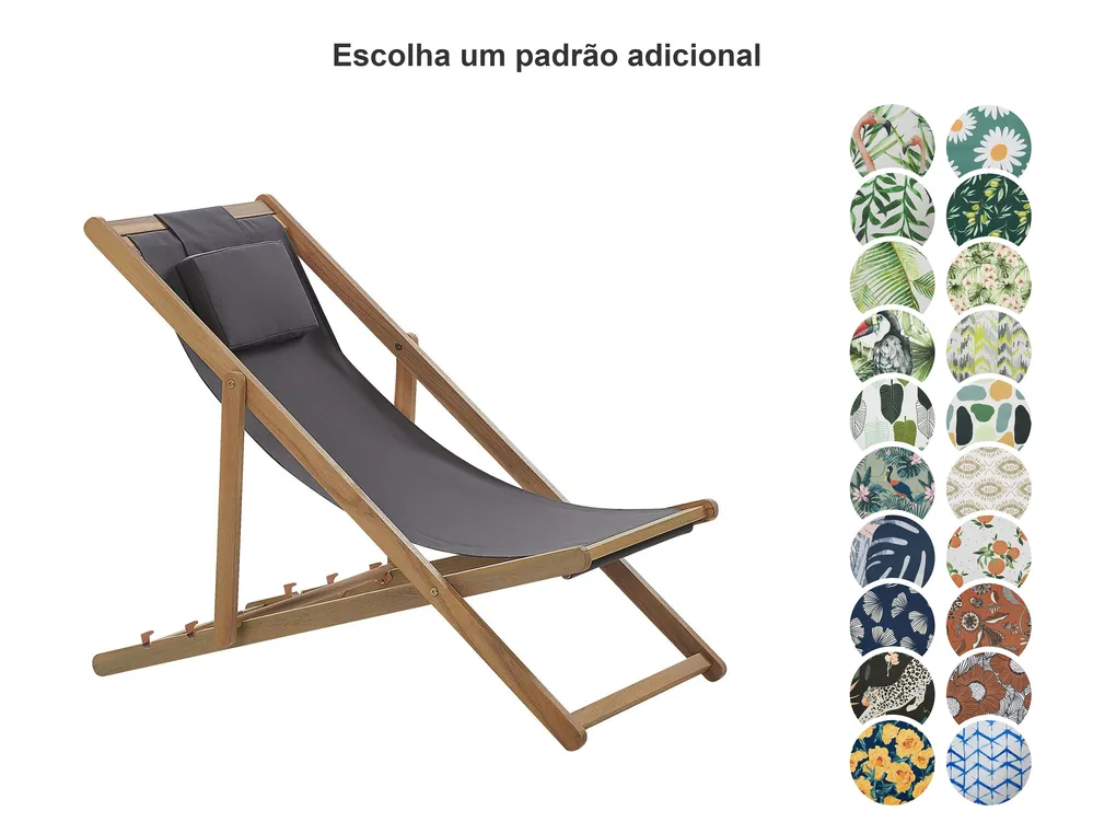 Cadeira de praia dobrável AVELLINO com tecidos de substituição Madeira de acácia Castanho escuro_860143