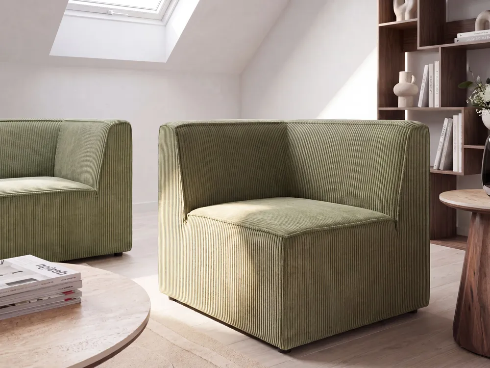 Corner Seat LEMVIG Corduroy Green Right Hand
