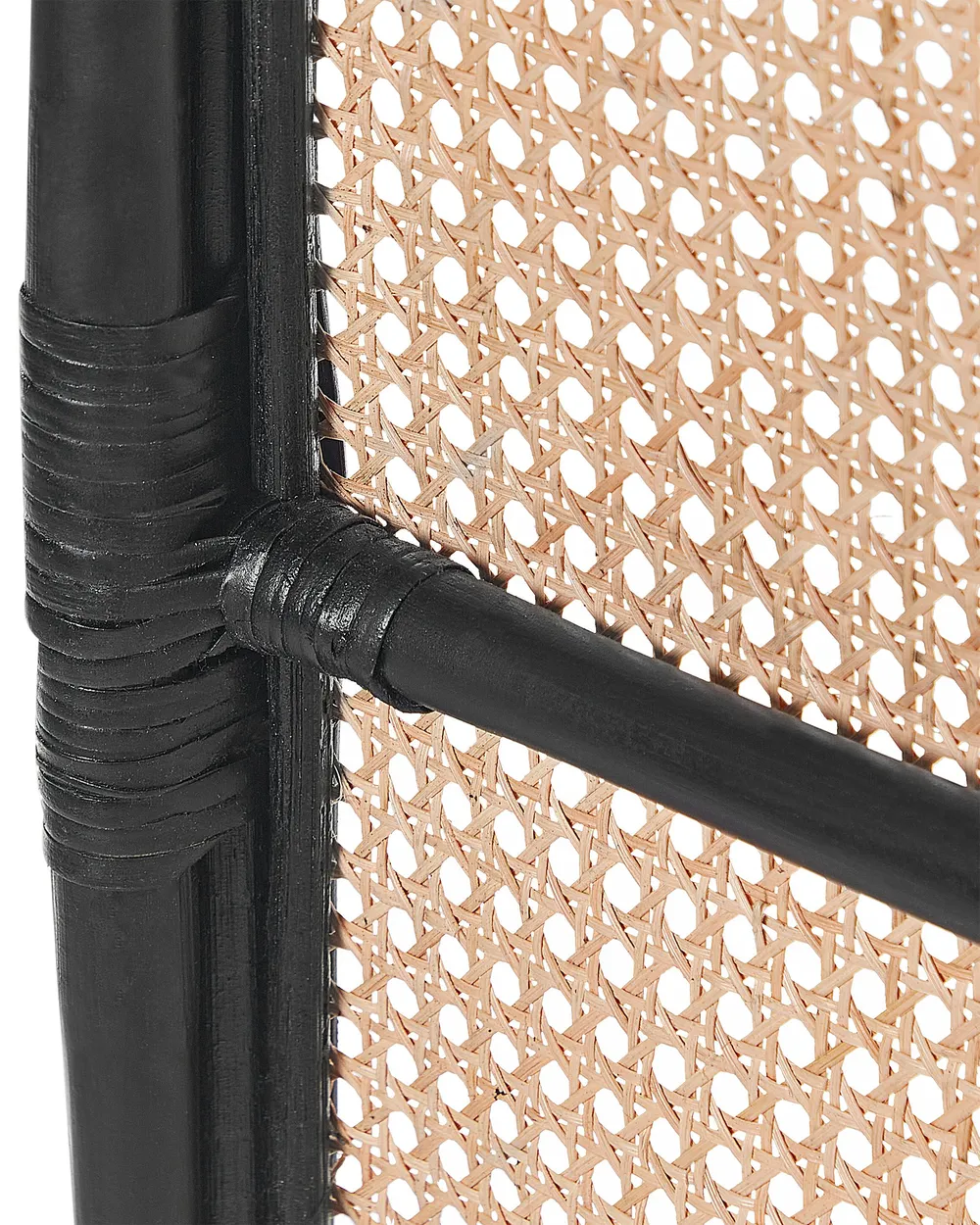 Paravent Déco 3 Panneaux Pliants En Rotin Naturel Et Noir – Modèle Cortona, Beliani, 118x180 Cm