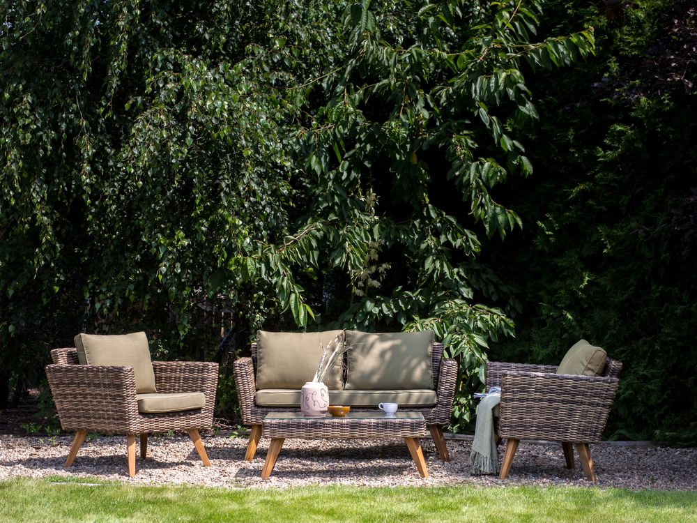 4 Seater PE Rattan Garden Sofa Set Olive Green VITTORIA Beliani