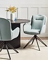 Set of 2 Dining Chairs Swivel AVELAR Fabric Light Blue