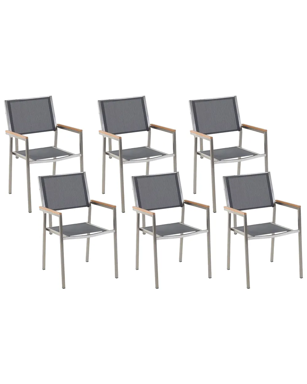 Set of 6 Garden Chairs GROSSETO Stainless Steel Grey