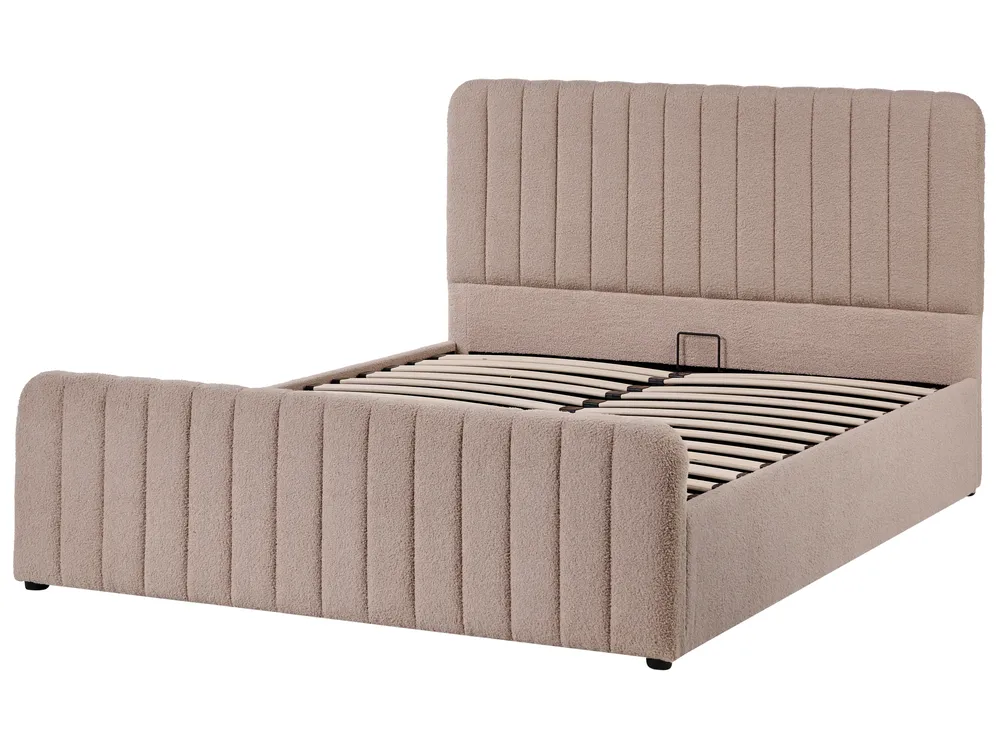 Ottoman Bed LUNAN Boucle Taupe 140 x 200 cm (EU Double)_1048560
