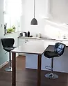 Set of 2 Bar Chairs VALETTA Swivel Faux Leather Black