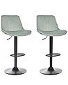 Set of 2 Bar Chairs DUBROVNIK Swivel Velvet Mint Green