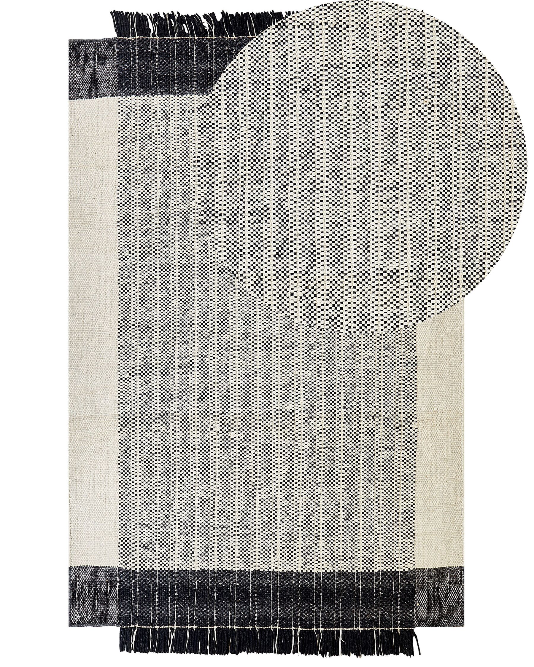 Vlnený koberec 140 x 200 cm biela/čierna KETENLI_847444