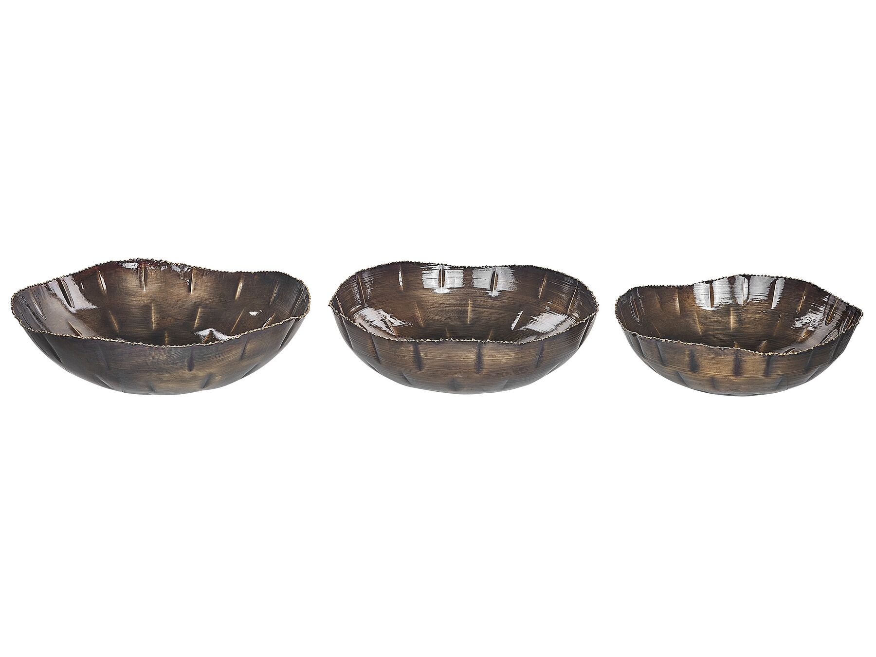 Set di 3 vassoi decorativi metallo ottone PINANG_849329