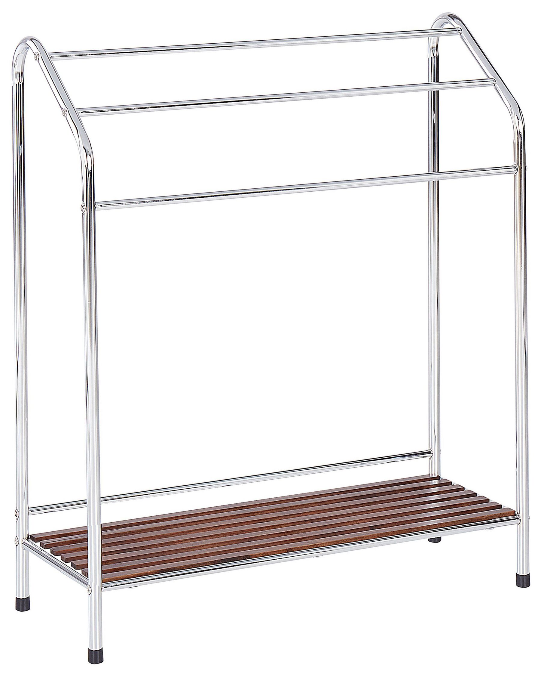 Towel Stand with Shelf 72 x 85 cm Silver and Dark Wood MURIVA_821873