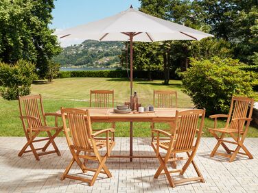 6 Seater Acacia Wood Garden Dining Set MAUI II with Parasol (12 Options)