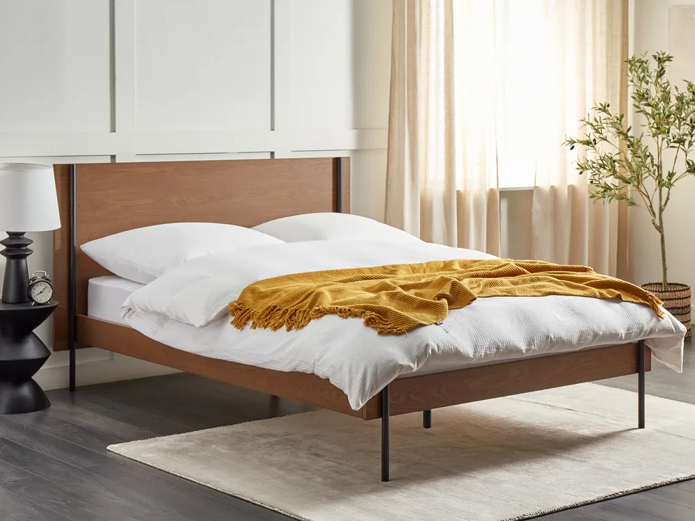 Bed LIBERMONT 140 x 200 cm (EU Double) Dark Ash Wood