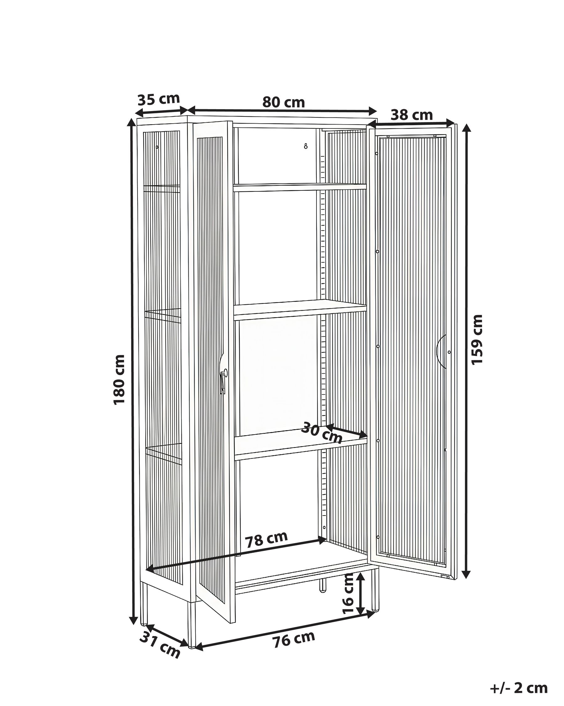 Glass Display Cabinet GLEORA Metal Light Beige_1046483