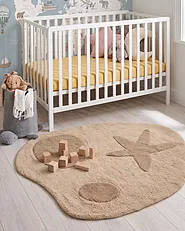 Kinderteppich IRINGAL  Hellbeige ø 120 cm Baumwolle_1155015