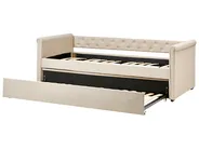 Lit gigogne Tissu LIBOURNE 90 x 200 cm Beige_729649